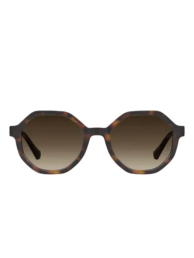 Moschino Eyewear Geometric-frame Sunglasses In Braun