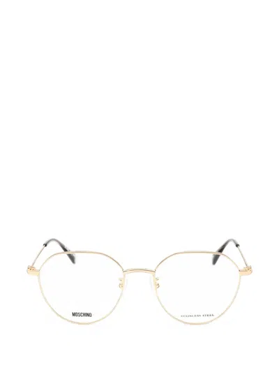 Moschino Eyewear Geometric-frame Glasses In Gold