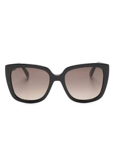 Moschino Eyewear Logo-lettering Cat-eye Frame Sunglasses In Black