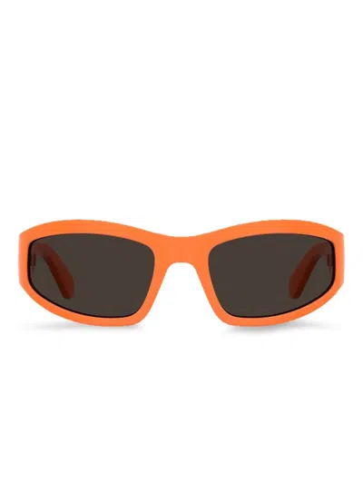 Moschino Eyewear Logo-lettering Rectangle-frame Sunglasses In Orange
