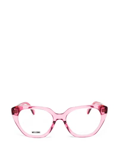 Moschino Eyewear Logo-detail Glasses In 핑크
