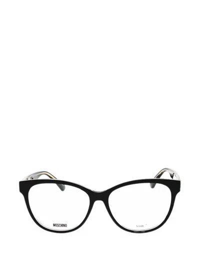 Moschino Eyewear Logo-lettering Cat-eye Glasses In Black