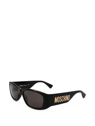 Moschino Eyewear Logo-plaque Rectangle-frame Sunglasses In Black