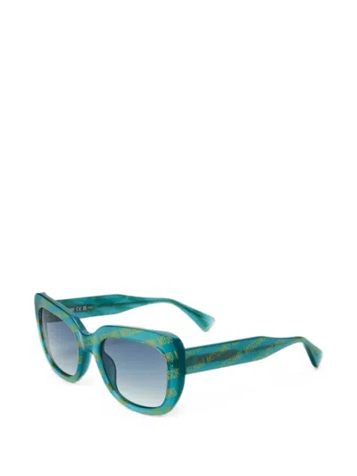 Moschino Eyewear Logo-print Cat-eye Sunglasses In Green