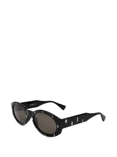 Moschino Eyewear Logo-print Oval-frame Sunglasses In Black