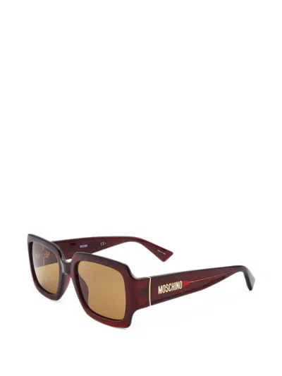 Moschino Eyewear Logo-print Square-frame Sunglasses In Brown