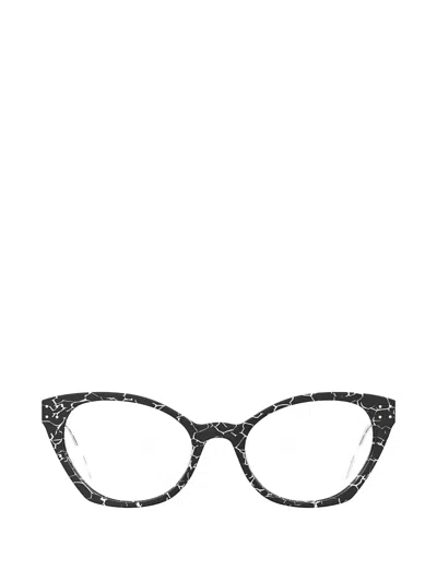 Moschino Eyewear Marble-effect Cat-eye Frame Glasses In Blue