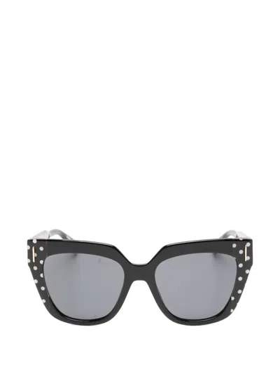 Moschino Eyewear Polka Dot Cat-eye Sunglasses In Black