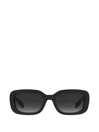 Moschino Eyewear 长方形镜框太阳眼镜 In Black