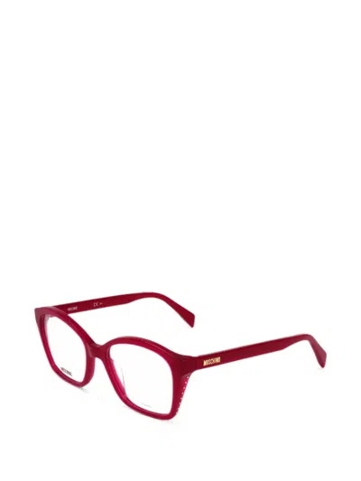 Moschino Eyewear Studded Square-frame Glasses In Red