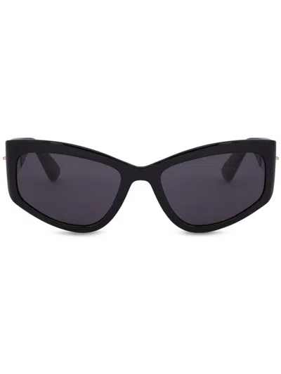 Moschino Eyewear Zip-detail Cat-eye Sunglasses In Schwarz