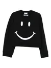 Moschino Smiley Face Knitwear Crew Neck Design In Black