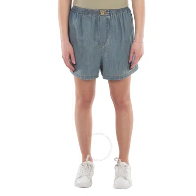 Moschino Faded Cotton Denim Shorts In Blue