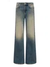 Moschino Cotton Denim Flare Pants In Blue