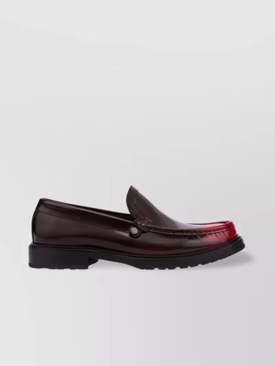 Moschino Faded Penny Strap Loafers With Stitch Detailing In Brown