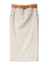 Moschino Wool Twill Skirt Tailored Twist In Neutral
