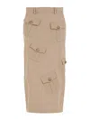 Moschino Military Twist Midi Skirt In Nude