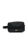 Moschino Fantasia Leather Logo-print Makeup Bag In Black