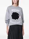 Moschino Grey Wool Sweater With Intarsia Logo In Gray