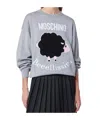 Moschino Grey Wool Sweater With Intarsia Logo In Gray