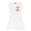 Moschino Fantasy Print White Teddy Pleated Mini Dress In White