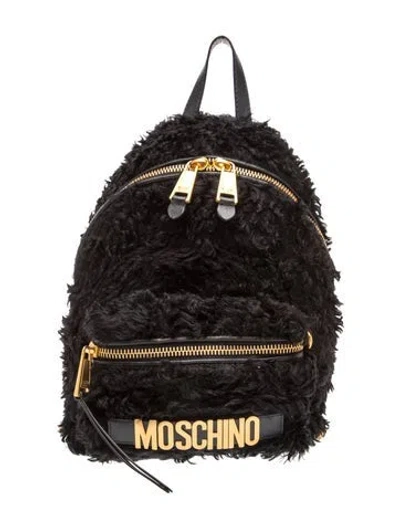 Pre-owned Moschino Faux Fur Backpack In Black