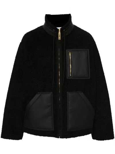 Moschino Faux Shearling Jacket In Black