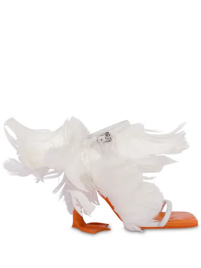 Moschino Feather-detailing Sandals In White