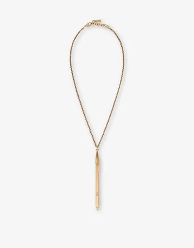 Moschino Feather Pendant Necklace In Gold