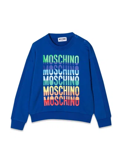 Moschino Kids' Felpa In Cotone Con Logo In Blue
