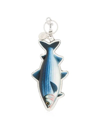 Moschino Fish-motif Keyring In Metallic