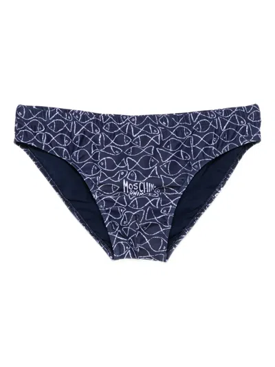 Moschino Fish-print Swimming Trunks In Blue