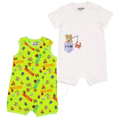 Moschino Fisherman Teddy Bear Set 2 Bodysuits In Green