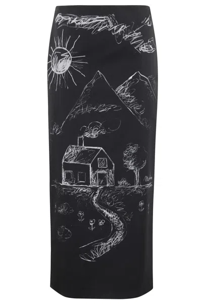 Moschino Fitted Pencil Black Skirt