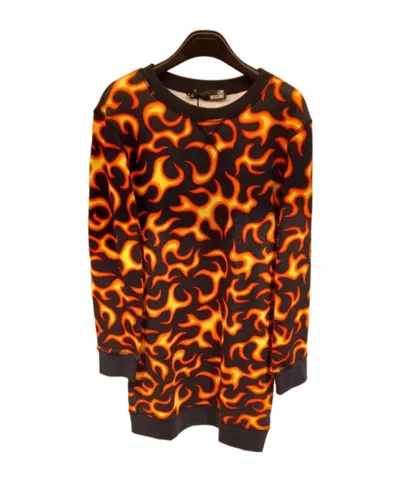 Moschino Flame Print Dress In Black