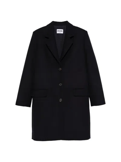 Moschino Flap-pocket Buttoned Coat In Blue
