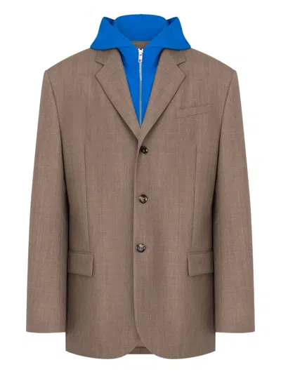 Moschino Flap-pocket Layered Blazer In Brown