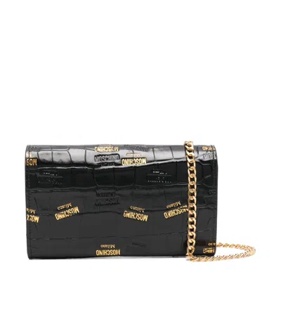MOSCHINO DEBOSSED-LOGO CLUTCH BAG