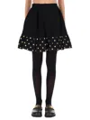 Moschino Midi Skirt With Polka Dots And Ruffles In Black