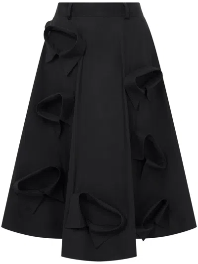 MOSCHINO FLARED BLACK SKIRT WITH BOW-TIE DETAILS