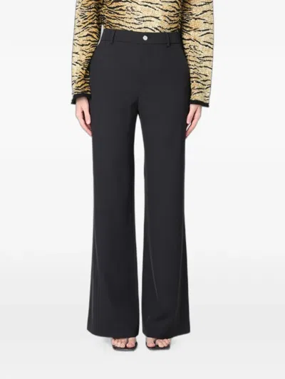 Moschino Flared Cady-texture Trousers In Blue
