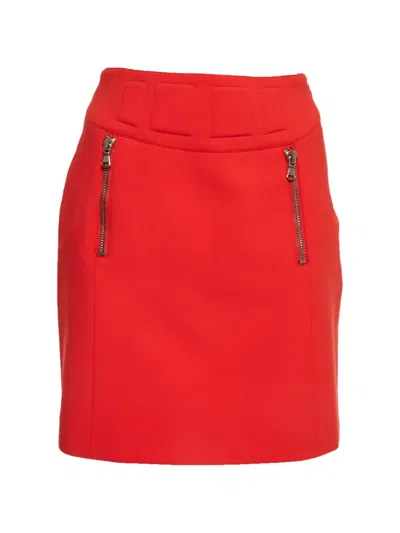 Pre-owned Moschino Flared Crepe Skirt In Red