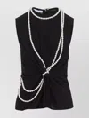 Moschino Flared Hem Knot Detailing Pearl Embellishments