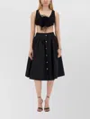 Moschino Flared High Waist Pleated Midi Skirt In Black