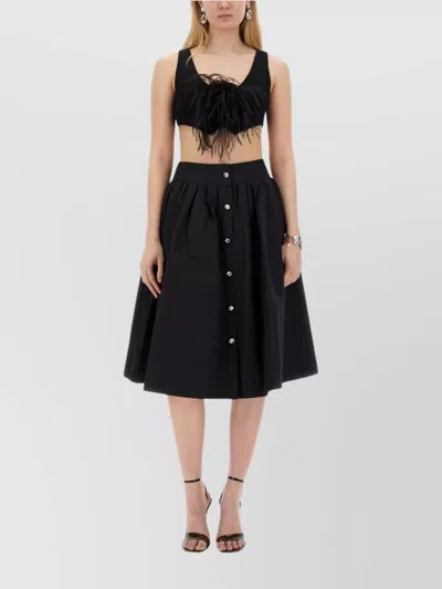 Moschino Flared High Waist Pleated Midi Skirt