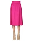 Moschino Pleated Midi Skirt Button Detail In Purple