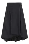 Moschino Flared Midi Skirt With Structured Shape In Black