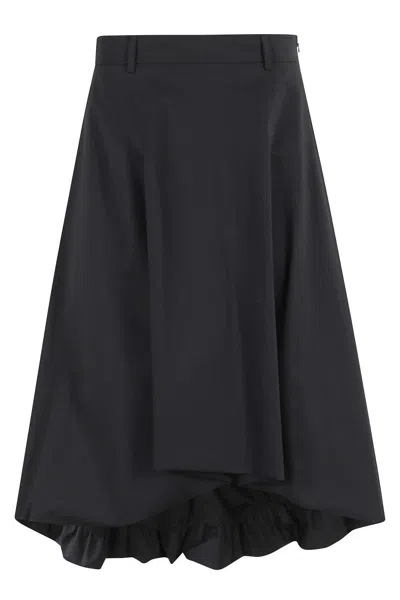 Moschino Flared Midi Skirt With Structured Shape In Black