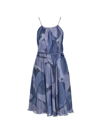 Pre-owned Moschino Flared Mini Dress In Blue