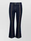 MOSCHINO FLARED SILHOUETTE DENIM TROUSERS WITH CONTRAST STITCHING